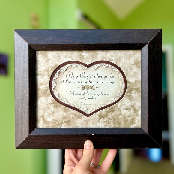 Other - Vintage Framed Bible Verse Faith Based Marriage 3D Lace Wall Hanging Home Decor